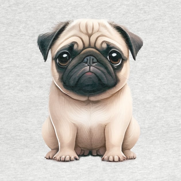 Pug Dog Cute Adorable Humorous Illustration by Cubebox